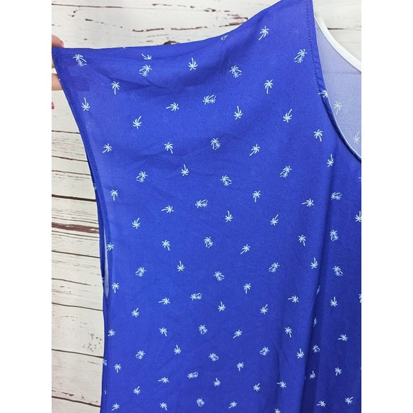 Torrid Blue Palm Dolman Sleeve Back Button‎ Sheer Top Size 5 - Picture 10 of 12